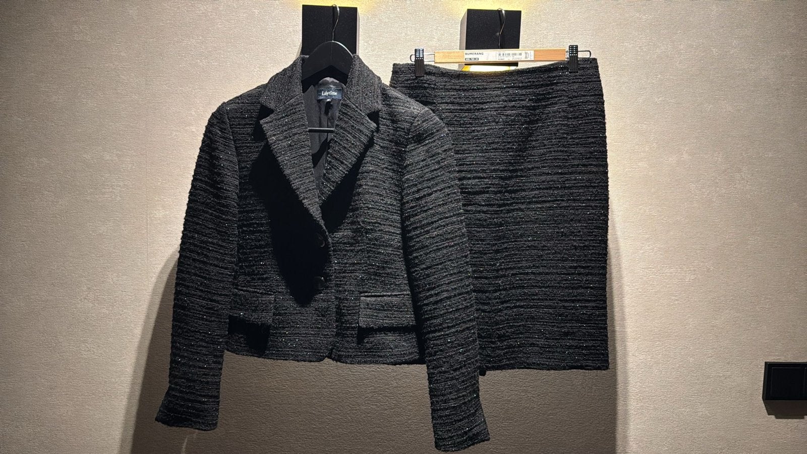 Boucle blazer+rok Lilytime/Lilyfield maat 36, Ophalen, Kostuum of Pak, Zwart, Zo goed als nieuw