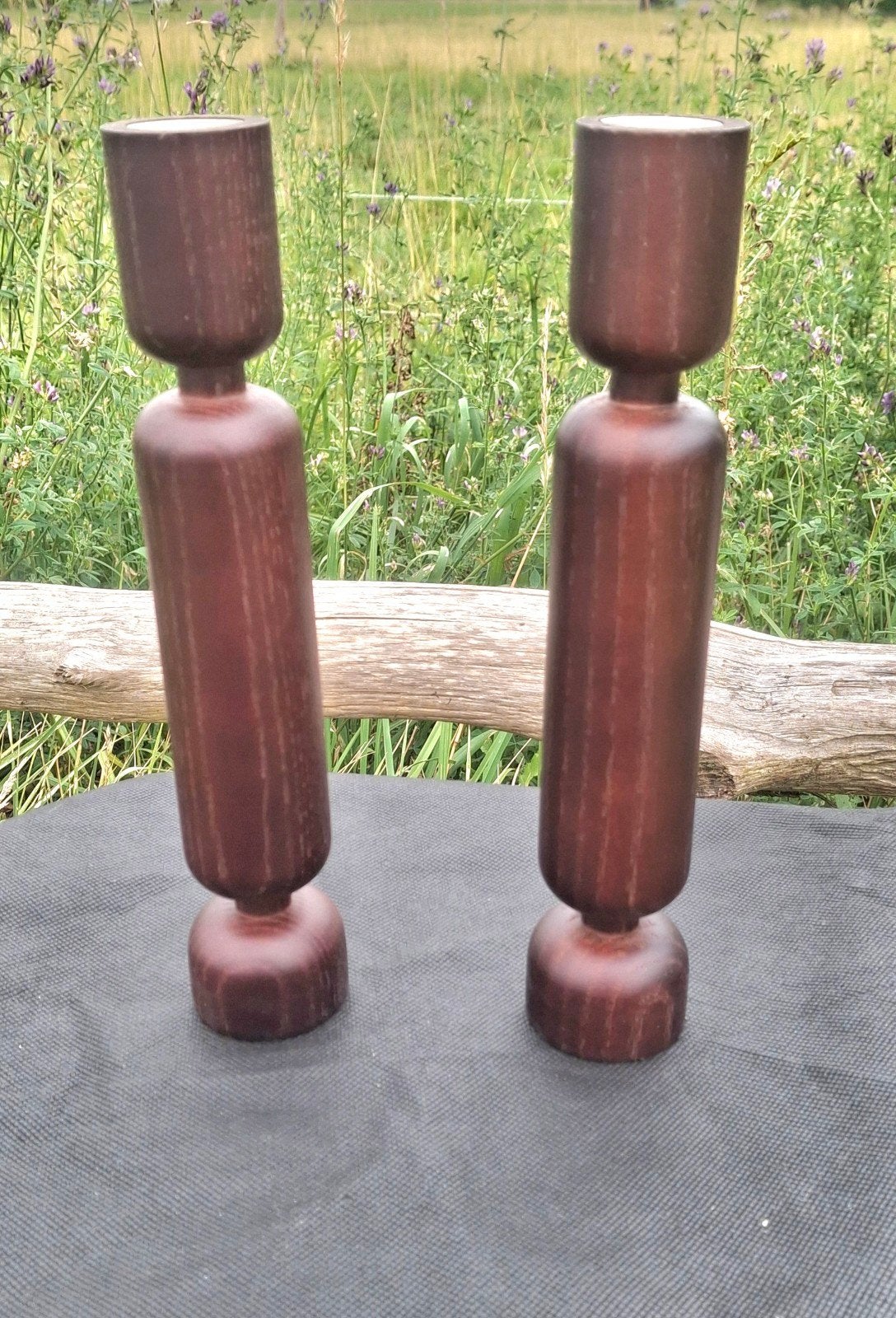 2 Bruine Normann Copenhagen Lumberjack kandelaars., Huis en Inrichting, Woonaccessoires | Kandelaars en Kaarsen, Ophalen of Verzenden