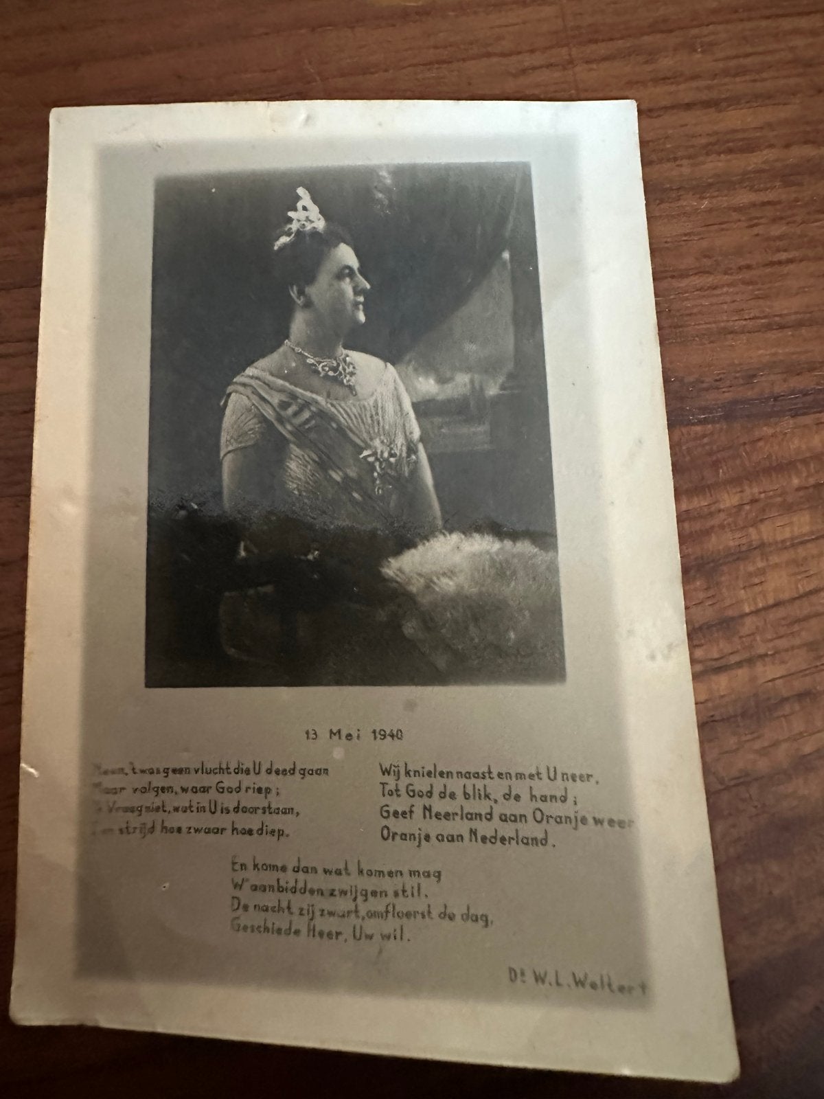 Historische foto Koningin Wilhelmina 13 Mei 1940, Verzamelen, Ophalen of Verzenden, Gebruikt, Nederland, Kaart, Foto of Prent