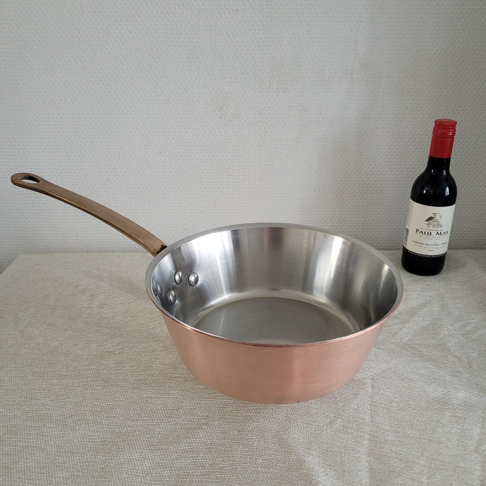 Eenhoorn wegro Dikwandige koperen conische horeca pan, Huis en Inrichting, Ophalen of Verzenden, Gebruikt, Koper, Braadpan