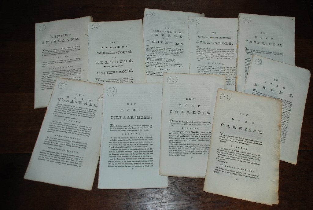 200 jaar oude beschrijvingen van diverse steden en dorpen., Ophalen of Verzenden