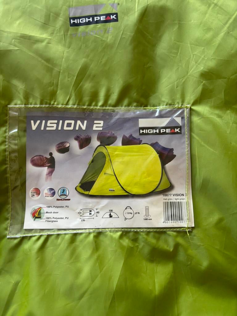 Vision high peak pop up tent 2 persoons, Ophalen of Verzenden, Zo goed als nieuw, Tot en met 2