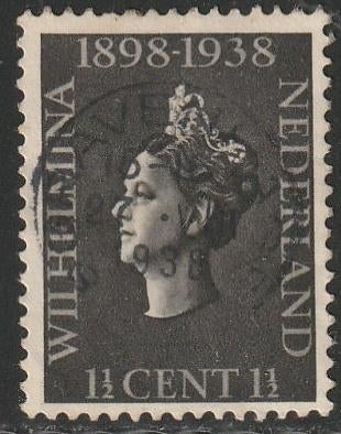 Nederland 1938 310 Wilhelmina 1,5c, Gest Den Haag, Postzegels en Munten, Postzegels | Nederland, Ophalen of Verzenden, T/m 1940