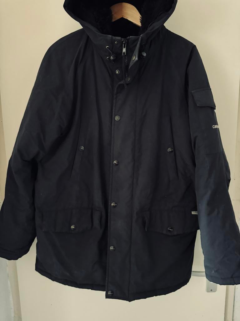 Vintage Y2K Carhartt Parka Zwart Bont Gevoerd Maat M, Ophalen of Verzenden, Gedragen, Maat 48/50 (M), Zwart