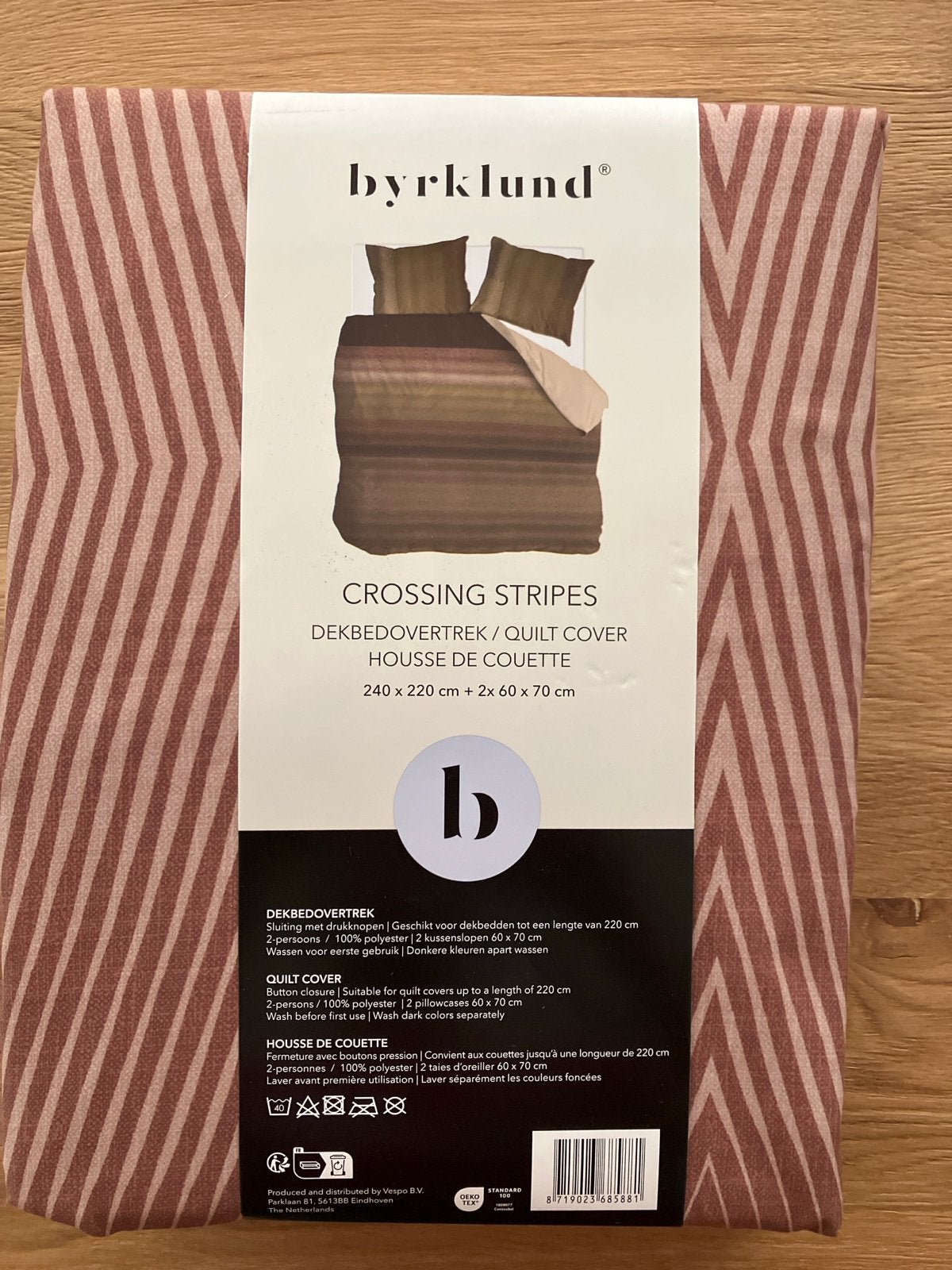 Byrklund Dekbedovertrek Crossing Stripes 240x220 cm, Huis en Inrichting, Ophalen of Verzenden, Nieuw, Meerkleurig, Dekbedovertrek