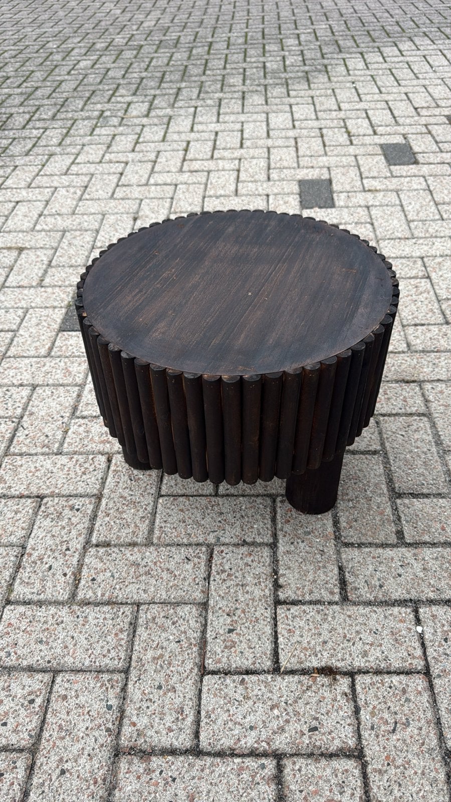 Bijzettafel Paulownia hout 48x48x38cm - 4 stuks, Huis en Inrichting, Minder dan 45 cm, Minder dan 55 cm, Rond, Nieuw