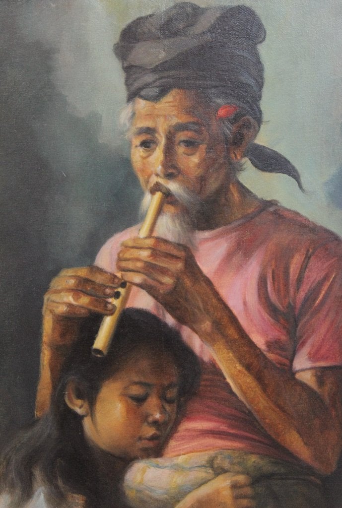 Mooi Indonesisch schilderij olieverf op doek Bali 1970, Ophalen, Gesigneerd, Olieverf, Doek