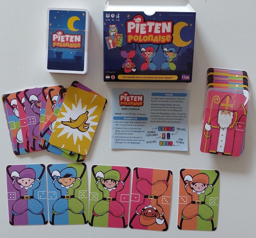 Pieten Polonaise Kaartspel - Leuk en leerzaam voor kinderen, Een of twee spelers, Ophalen of Verzenden, Nieuw, Gam'in Biz