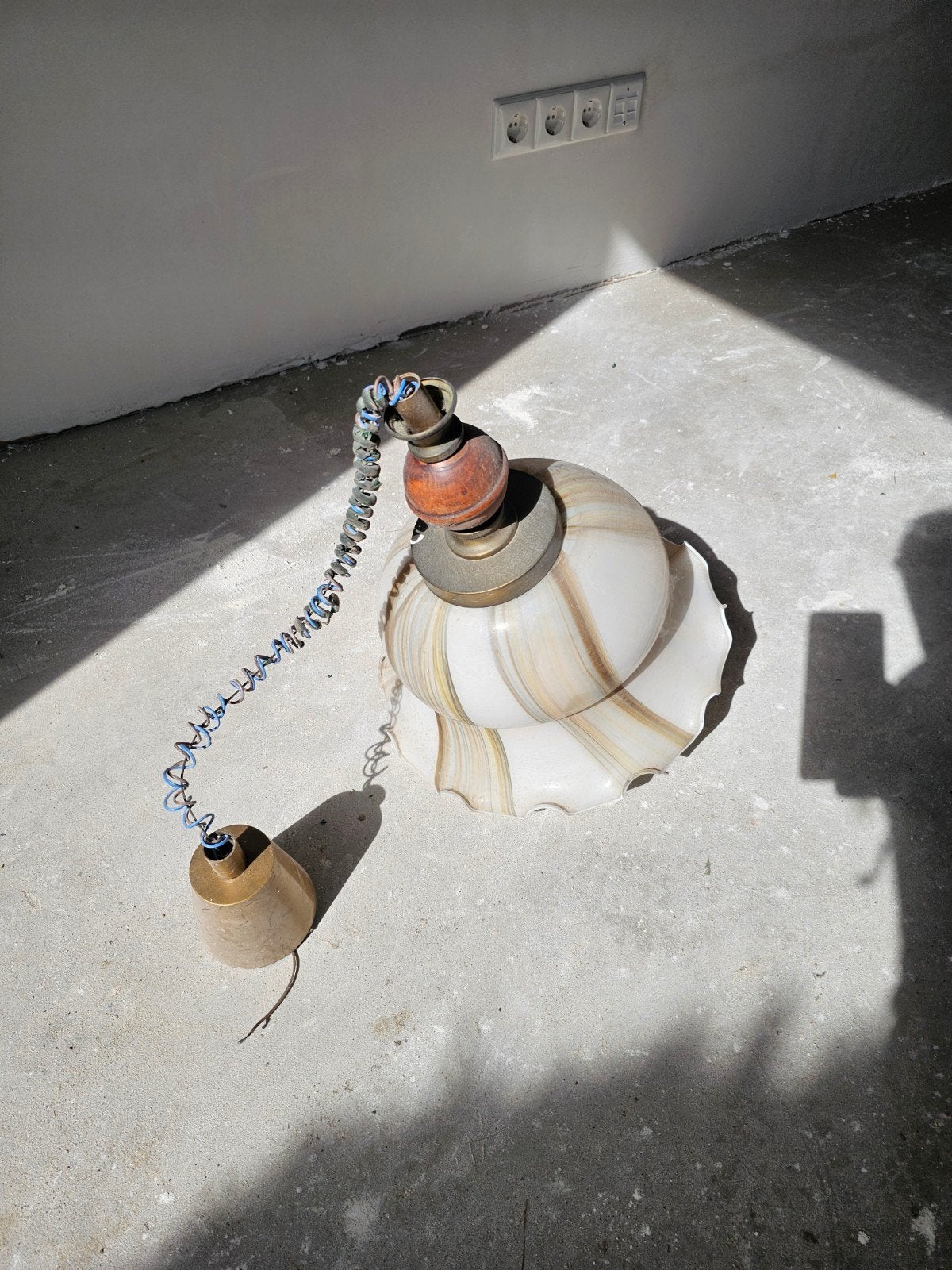 Vintage glazen hanglamp, Ophalen of Verzenden