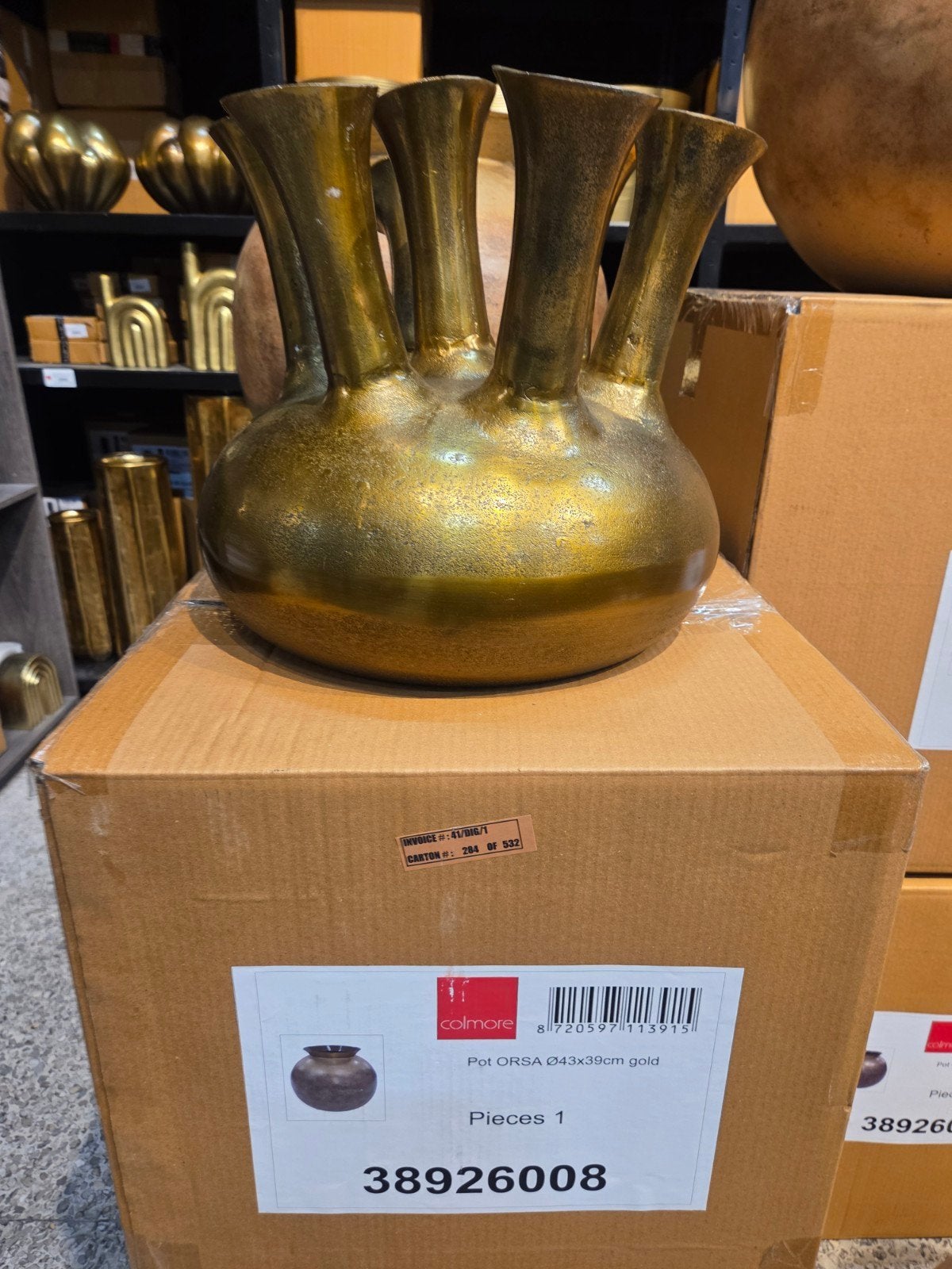 Colmore Toetervaas Orsa Goud 43 cm, Ophalen of Verzenden