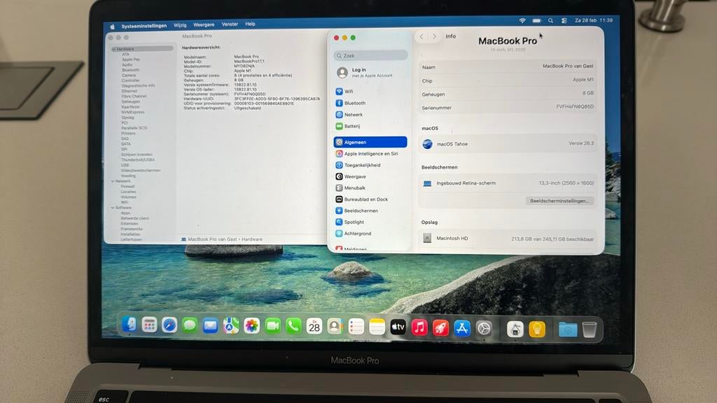 MacBook Pro M1 8GB RAM 256GB opslag, Computers en Software, Apple Macbooks, Gebruikt, 256 GB, Qwerty, 8 GB