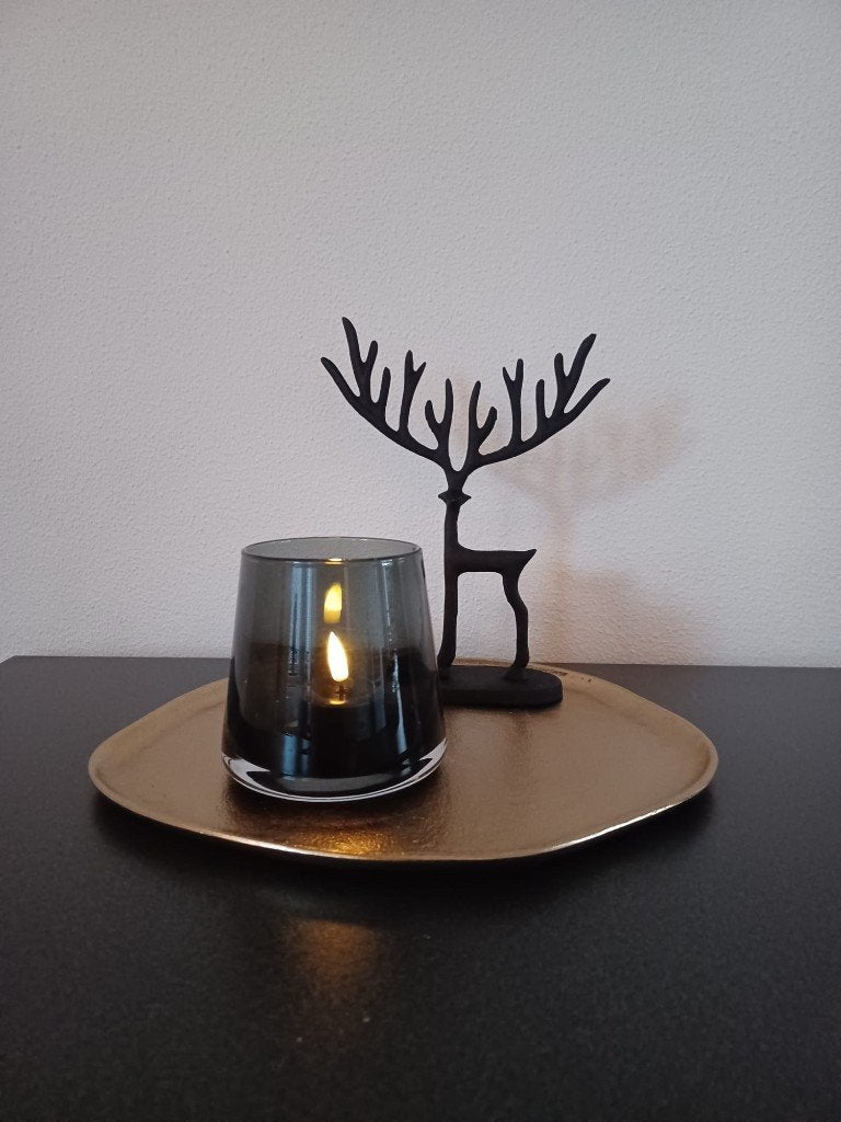 J-Line Plateau Rond Alu goud Medium Nieuw!, Rond, Nieuw, Ophalen of Verzenden, Dienblad