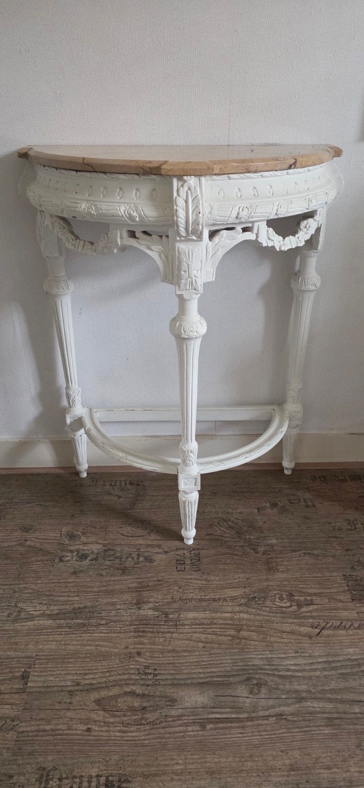 Brocante Halvemaan bijzetTafel, Ophalen, Gebruikt, 100 tot 150 cm, Brocante