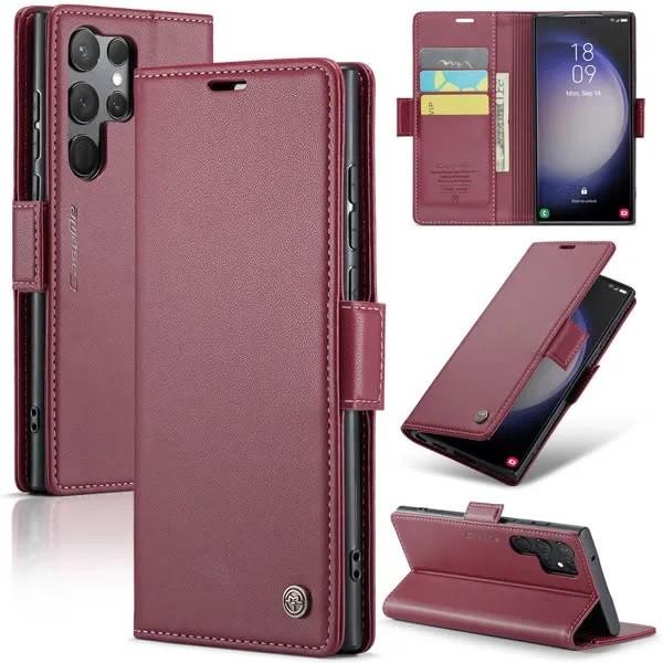 CaseMe Luxe Wallet Case voor Galaxy S23 Ultra _ Wijnrood, Telecommunicatie, Mobiele telefoons | Hoesjes en Frontjes | Blackberry
