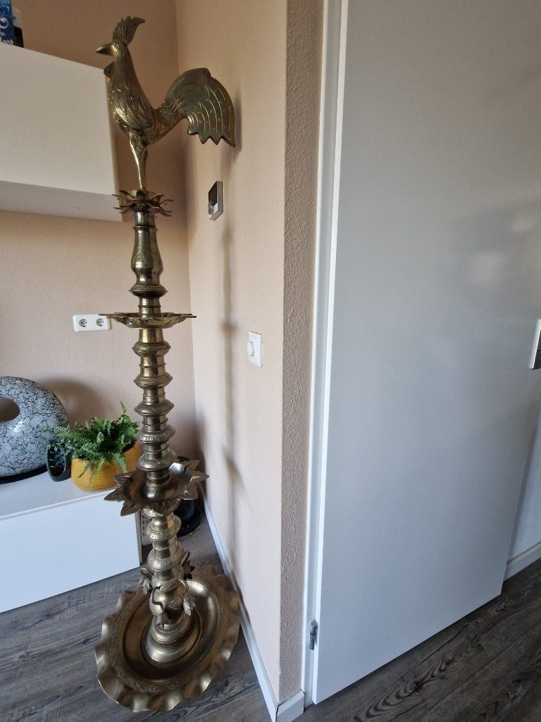 Handgemaakte Traditionele Messing oli lamp uit Sri Lanka, Ophalen