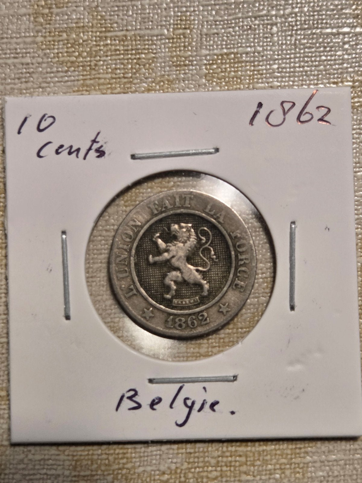 Belgische 10 Centimes Leopold I munt uit 1862, Ophalen of Verzenden, Metaal, Losse munt
