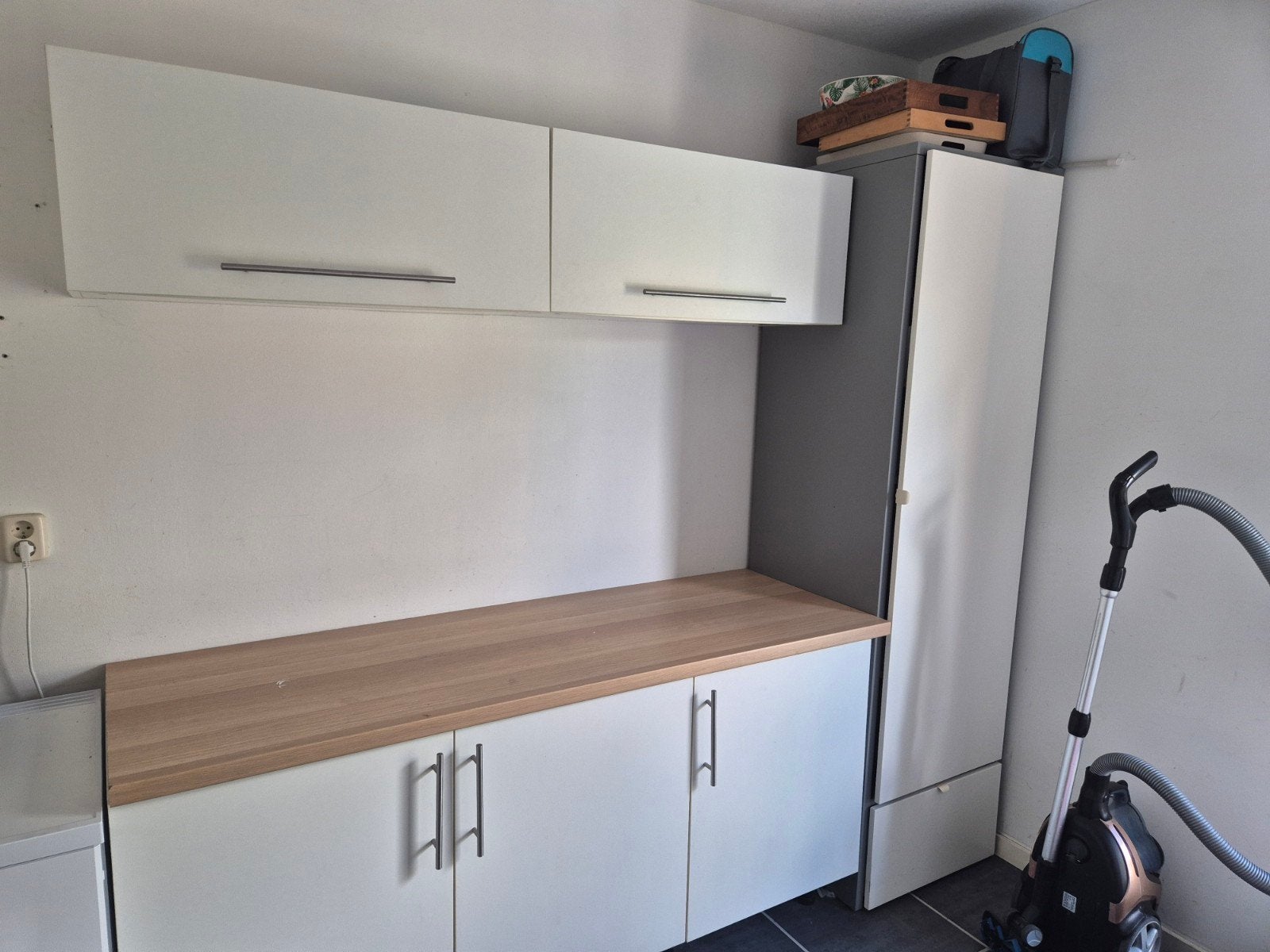 Moet weg! IKEA Keukenopstelling voor bijkeuken/garage, Ophalen, Wit, Enkelwandige keuken, Zo goed als nieuw