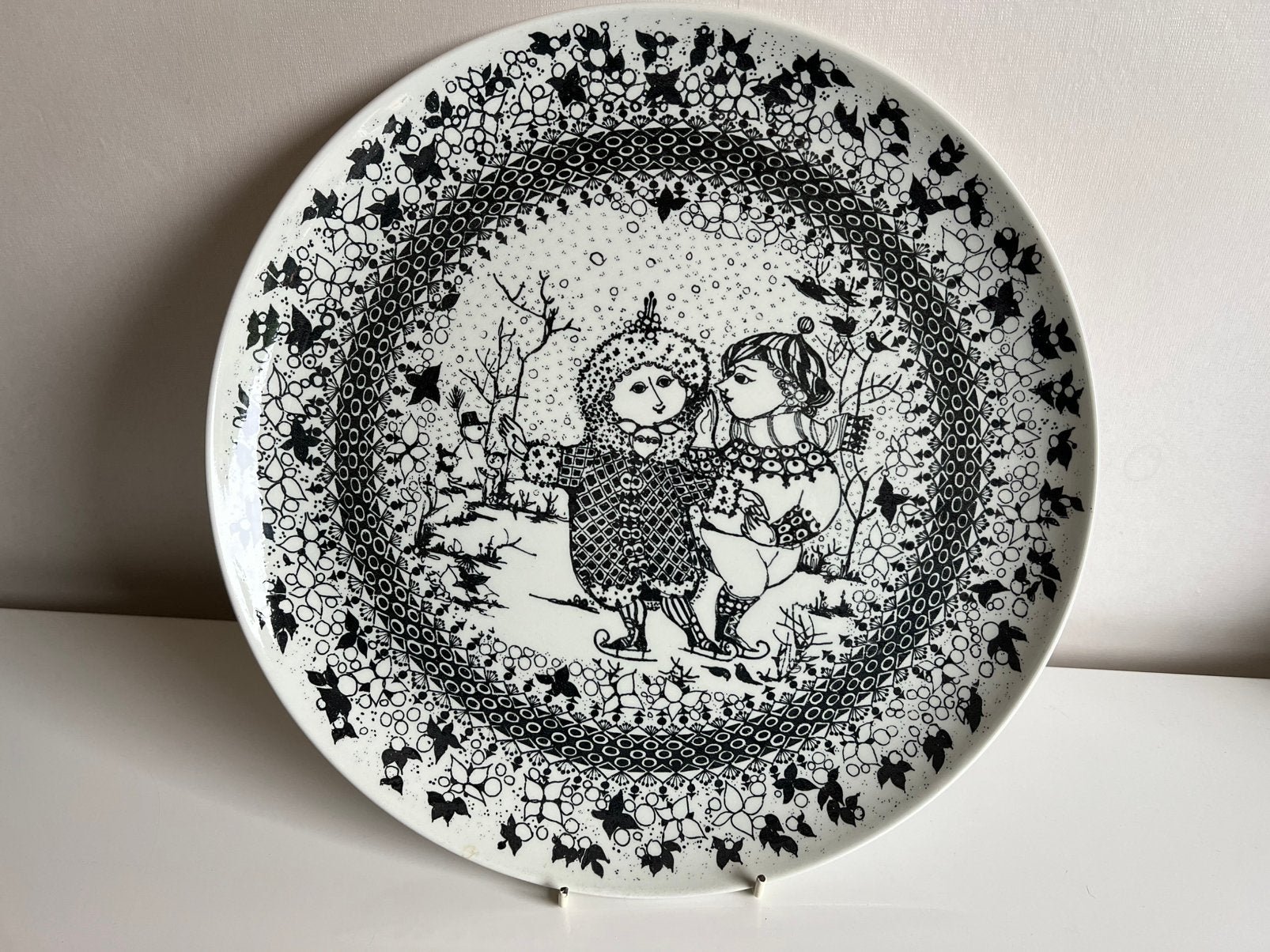 Vintage XXL Deens Bjorn Wiinblad Nymolle Wandbord Winter, Antiek en Kunst, Antiek | Wandborden en Tegels, Ophalen of Verzenden