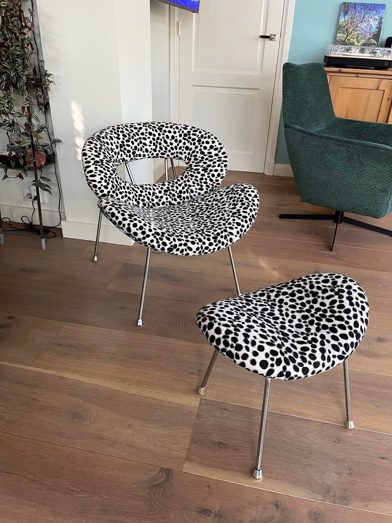 Design stoel met bijbehorende voetensteun - Dalmatiër print, Ophalen, Kare disign, Gebruikt, Overige kleuren