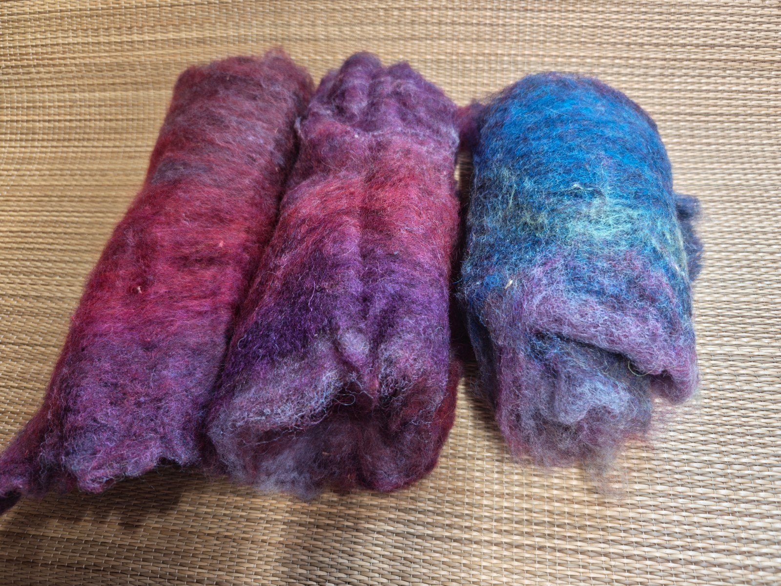 Spinwol - 3 kleine art yarn batts - 99 gram, Ophalen of Verzenden, Nieuw, Spinwol