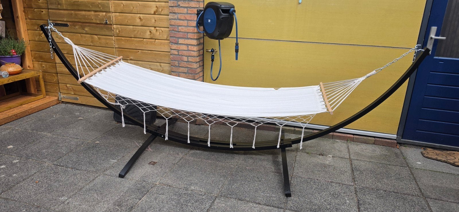 Viking Choice Gebogen Hangmatstandaard 2 Personen Zwart, Ophalen, Meerpersoons, Nieuw, Met standaard