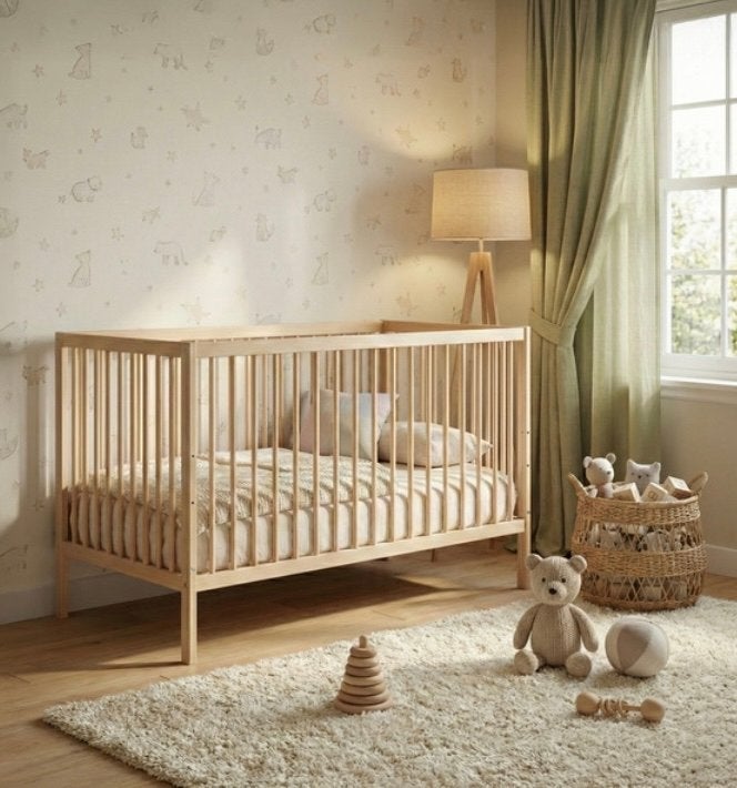 Houten Ledikant 70x140 cm - Natuurlijke Look, Ophalen, Nieuw, Ledikant