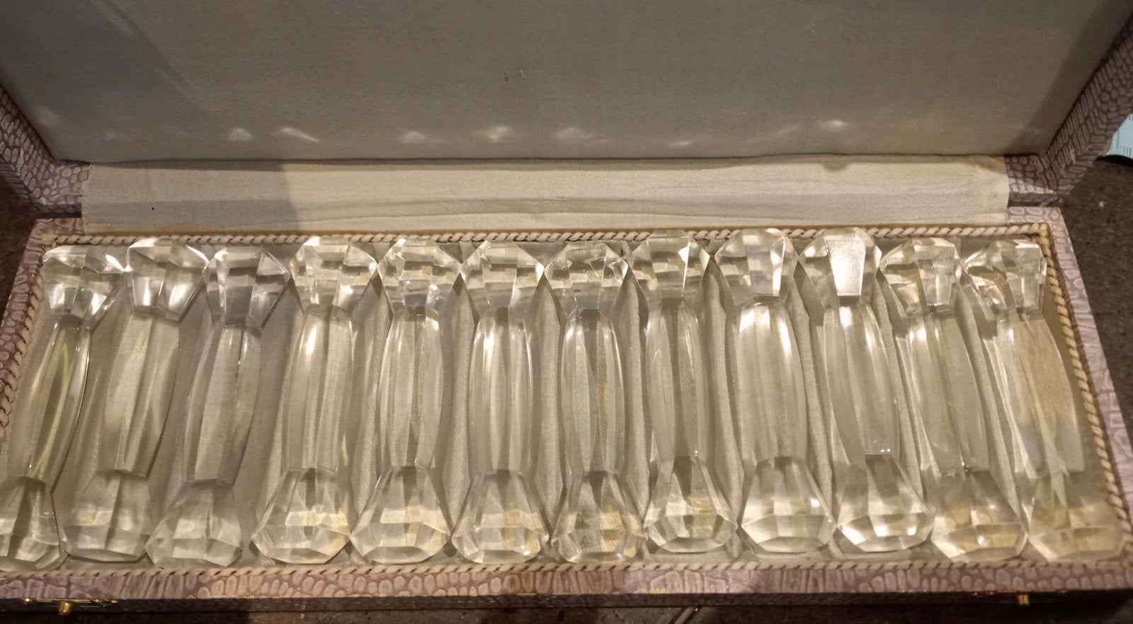 Messenleggers Kristal - 12 Stuks in Orginele Doos, Antiek en Kunst, Antiek | Glas en Kristal, Ophalen of Verzenden