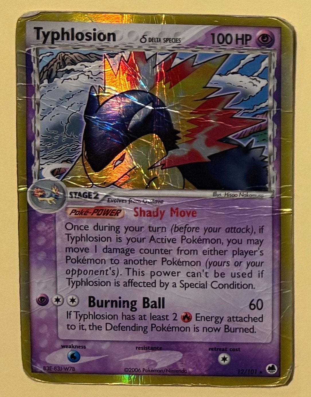 Pokémon Kaart Typhlosion 12/101, Ophalen of Verzenden, Gebruikt, Losse kaart, Foil