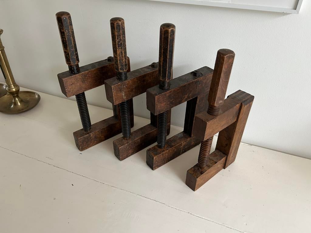 Antieke houten lijmklemmen, Antiek en Kunst, Curiosa en Brocante, Ophalen of Verzenden