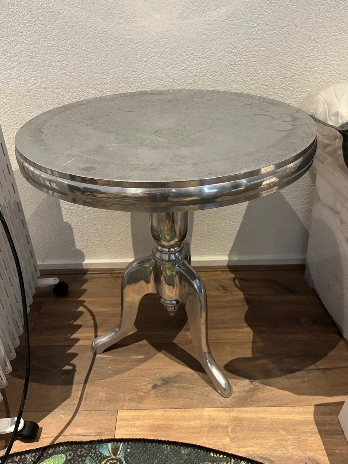 Bijzettafel zilver rond Riviera maison stijl, Ophalen, Zo goed als nieuw
