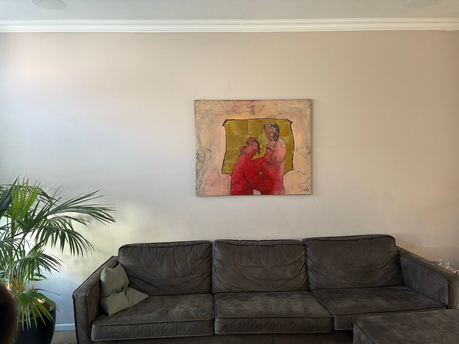 Sjer Jacobs Schilderij 2000 - 110x90 cm, Ophalen, Figuren, Gesigneerd, Gemengde techniek