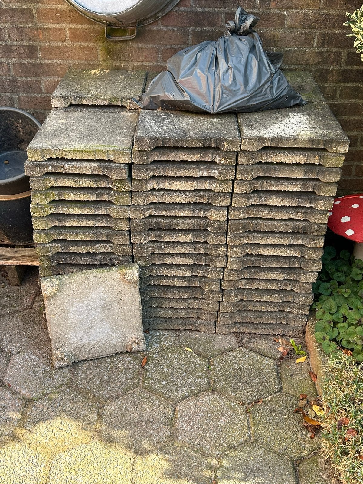 Dakterrastegels 30x30x4 met oplegrubbers, Ophalen, Gebruikt, Beton, Terrastegels