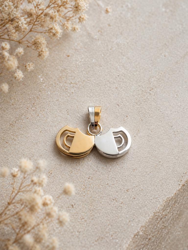Uniek HANDMADE goud & zilver ketting hanger, Ophalen of Verzenden, Nieuw, Goud, Overige voorstellingen