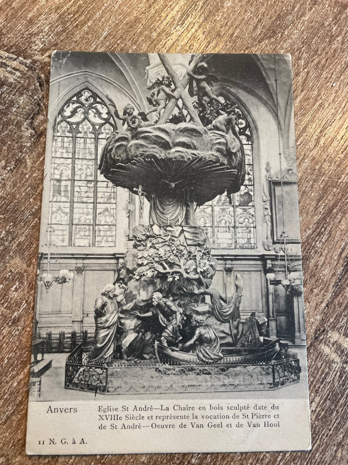 Oude Postkaart Antwerpen Sint-Andrieskerk Preekstoel, Verzamelen, Ophalen of Verzenden, Gelopen, Antwerpen