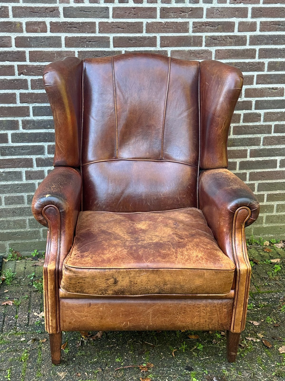 schapenleren fauteuil, Huis en Inrichting, Ophalen, Gebruikt, Leer, 75 tot 100 cm