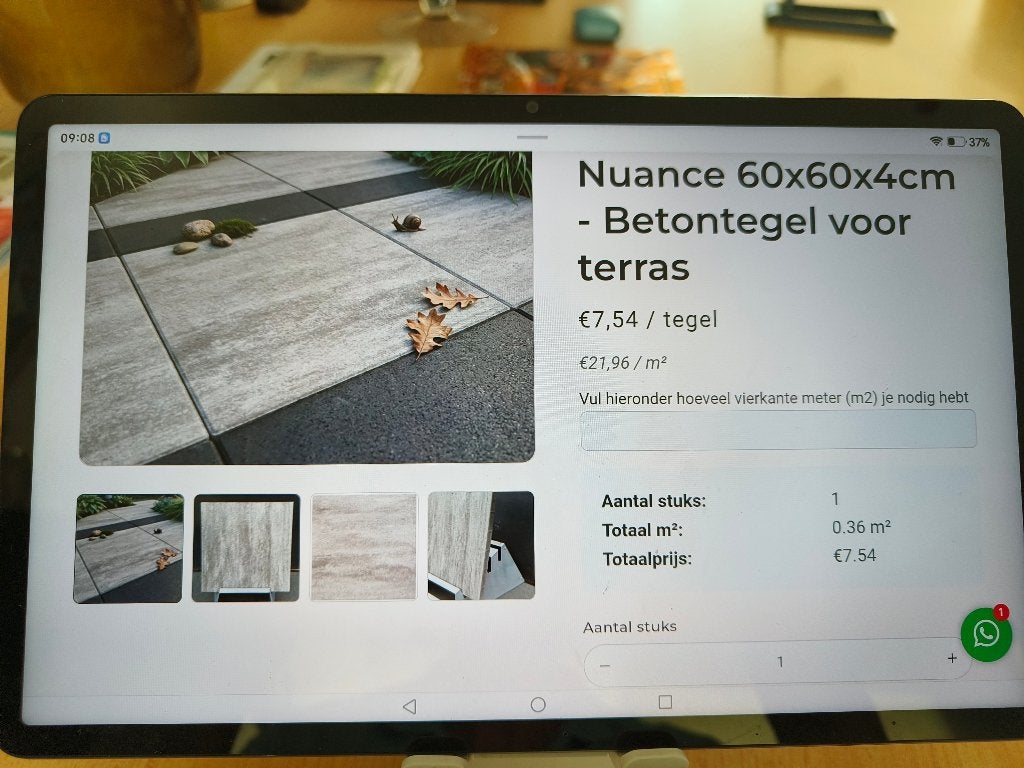 terras tegels, Ophalen, Nieuw, 5 tot 10 m², Beton
