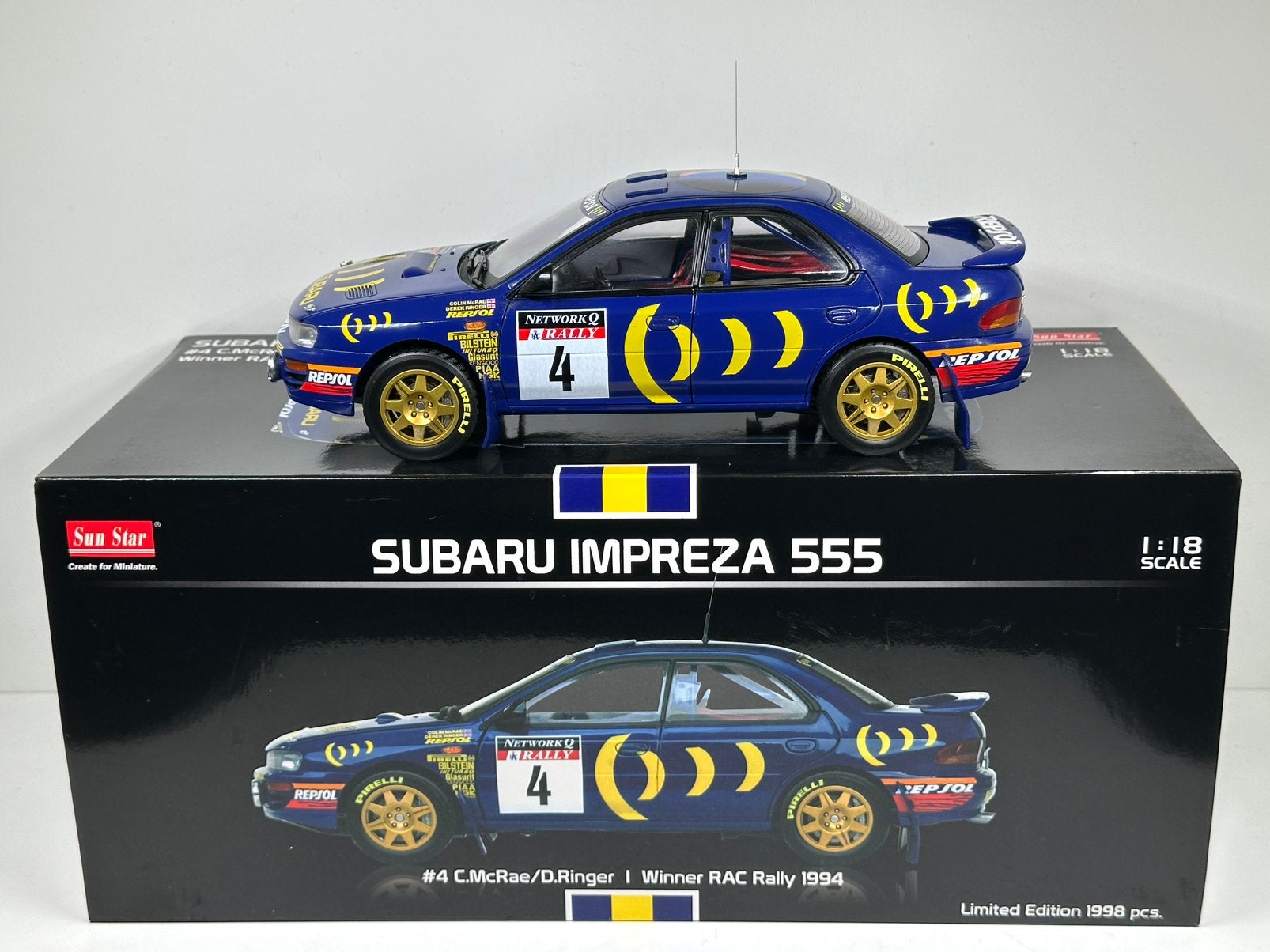 SUN STAR 1:18 SUBARU IMPREZA 555 #4 C.McRAE RAC RALLY 1994, Ophalen of Verzenden, Nieuw, Auto, Sun Star