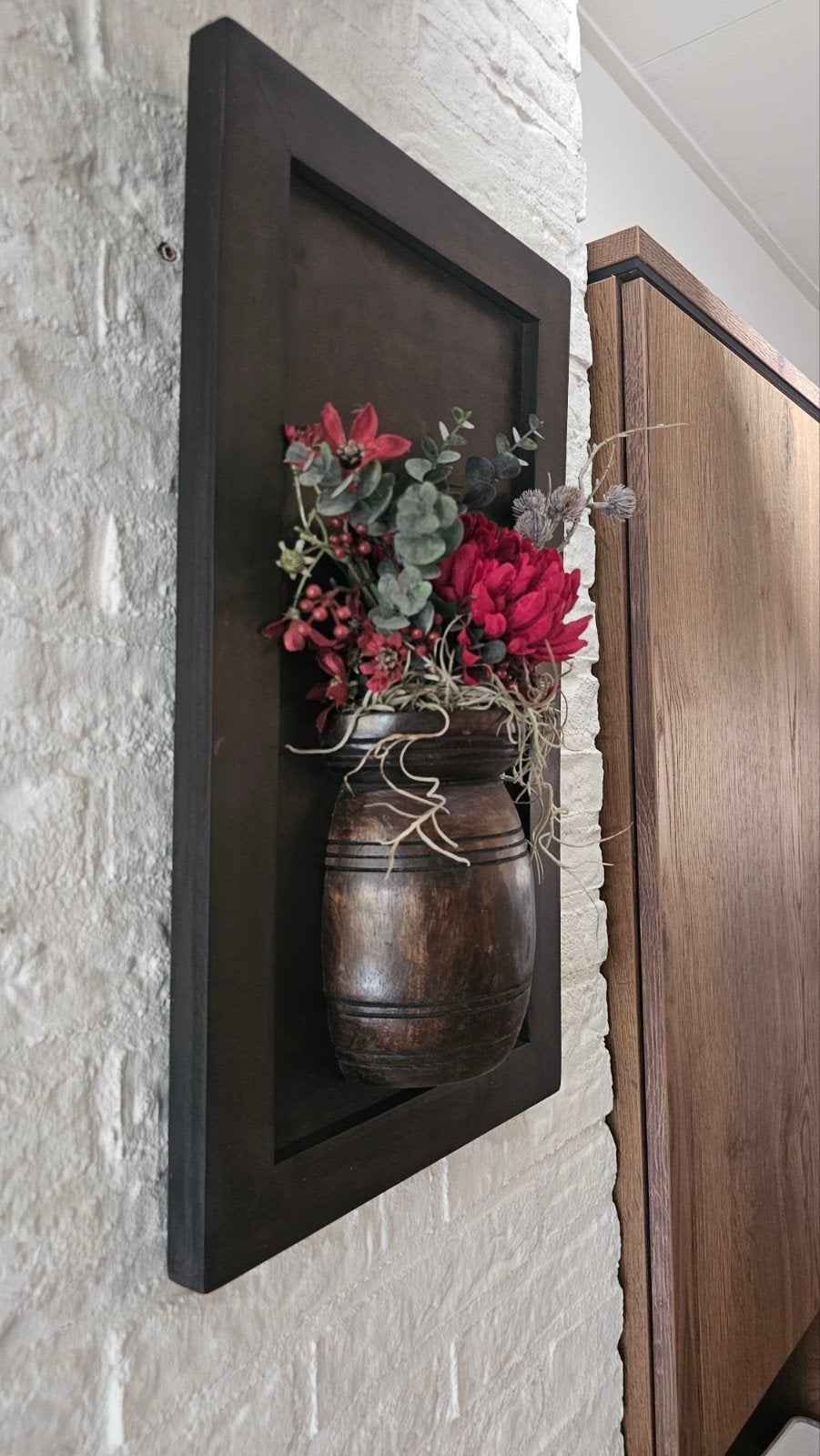 Super gave  wanddecoratie met bloemen en ophangsysteem, Ophalen, Hout, Met ophangsysteem, Nieuw