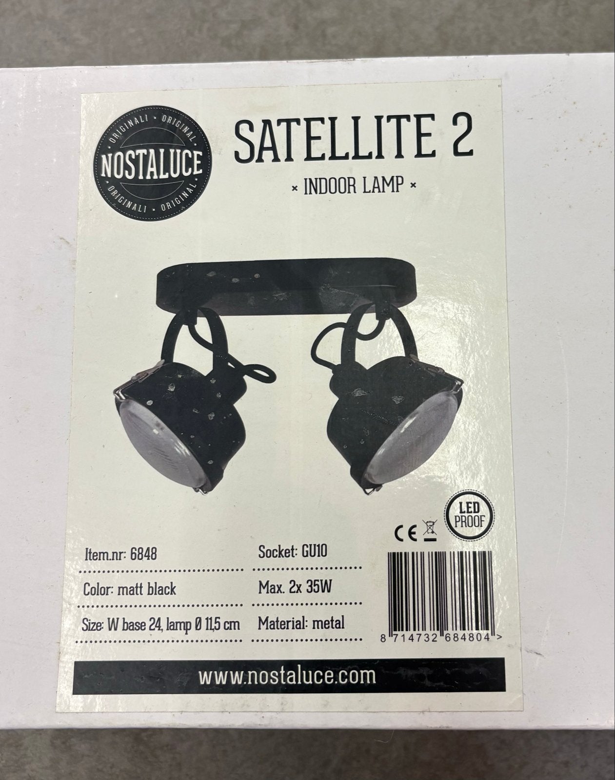 Nostalux Satellite 2 Indoor Lamp - Mat Zwart, GU10 Fitting, Ophalen, Halogeen, GU10, Overige merken