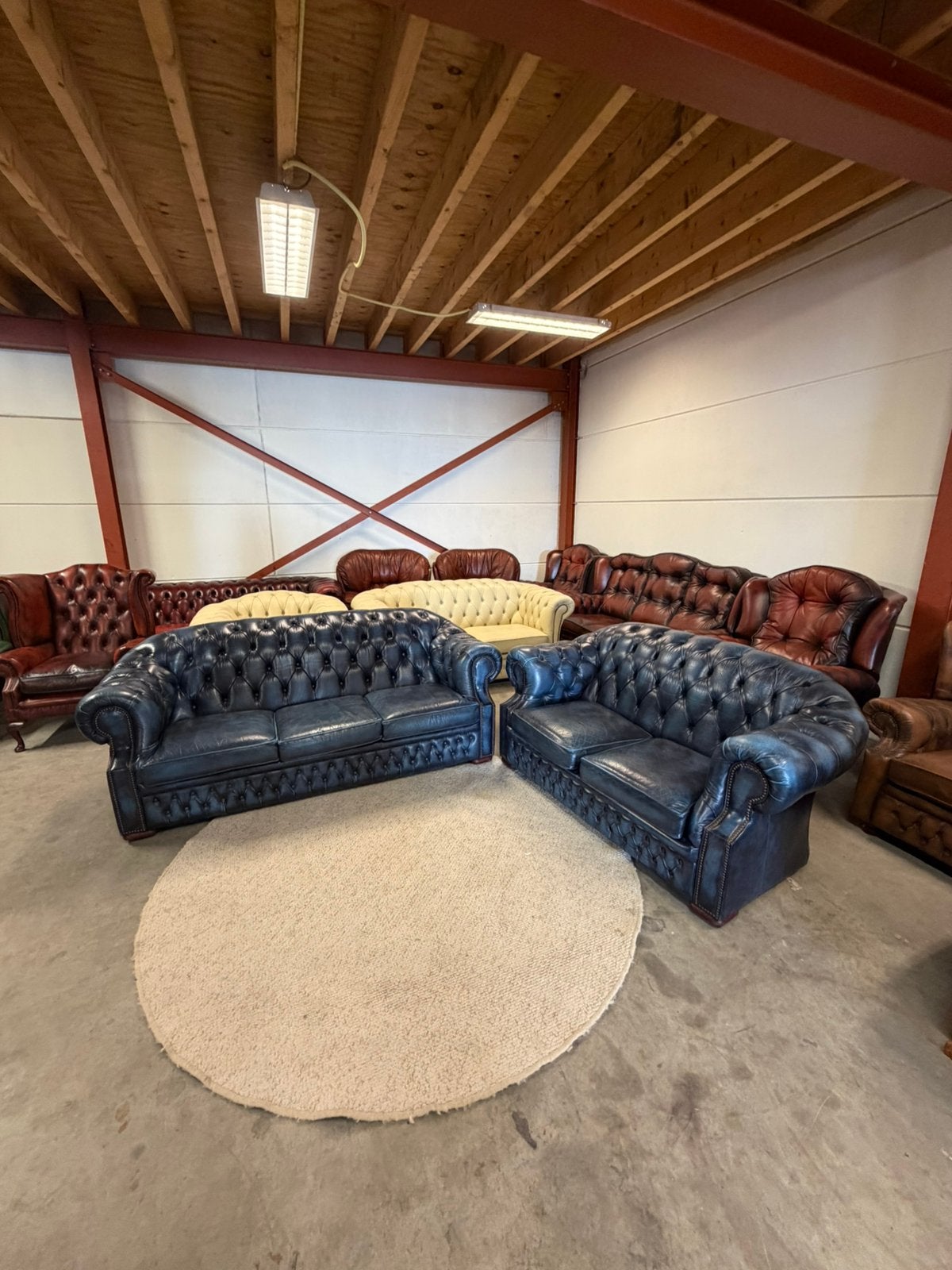 Jeans blauwe chesterfield bankstel set 3+2 zits Z.G.A.N, 2871SK, Klassieke, Mariansoliak8@gmail.com, Ophalen of Verzenden