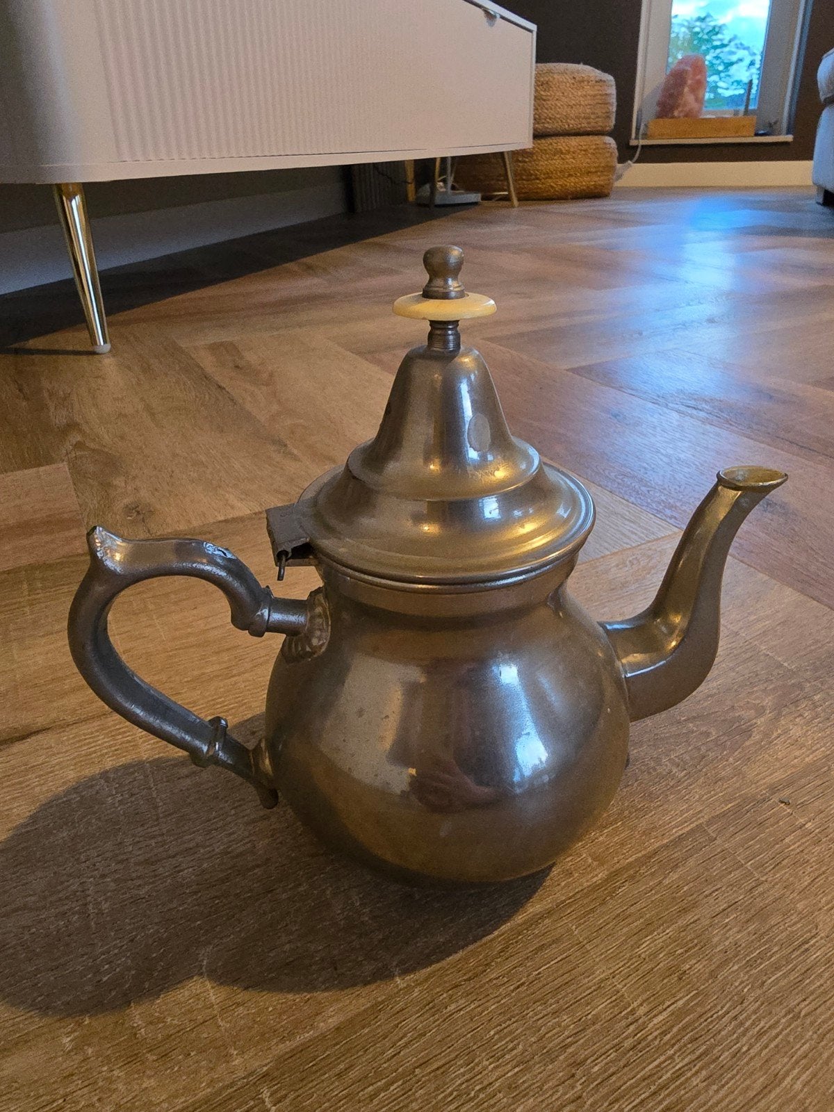 Vintage tinnen koffie- of theepot met scharnierend deksel, Ophalen of Verzenden