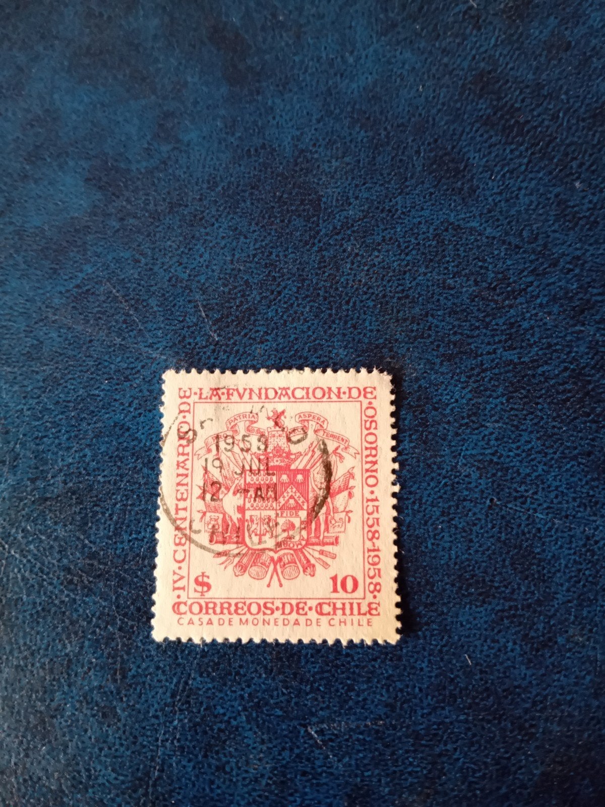 Chili postzegel Osorno 1558-1958, gestempeld, Ophalen of Verzenden, Gestempeld