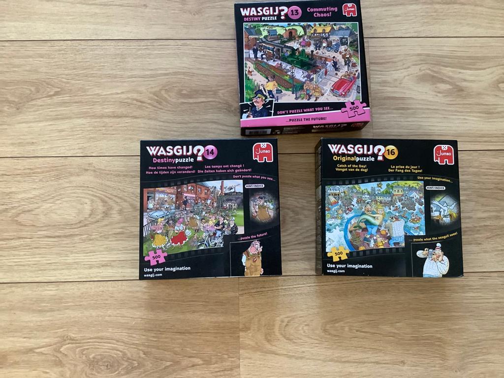 Drie wasgij puzzels van 500 stukjes, Ophalen of Verzenden, 500 t/m 1500 stukjes, Zo goed als nieuw