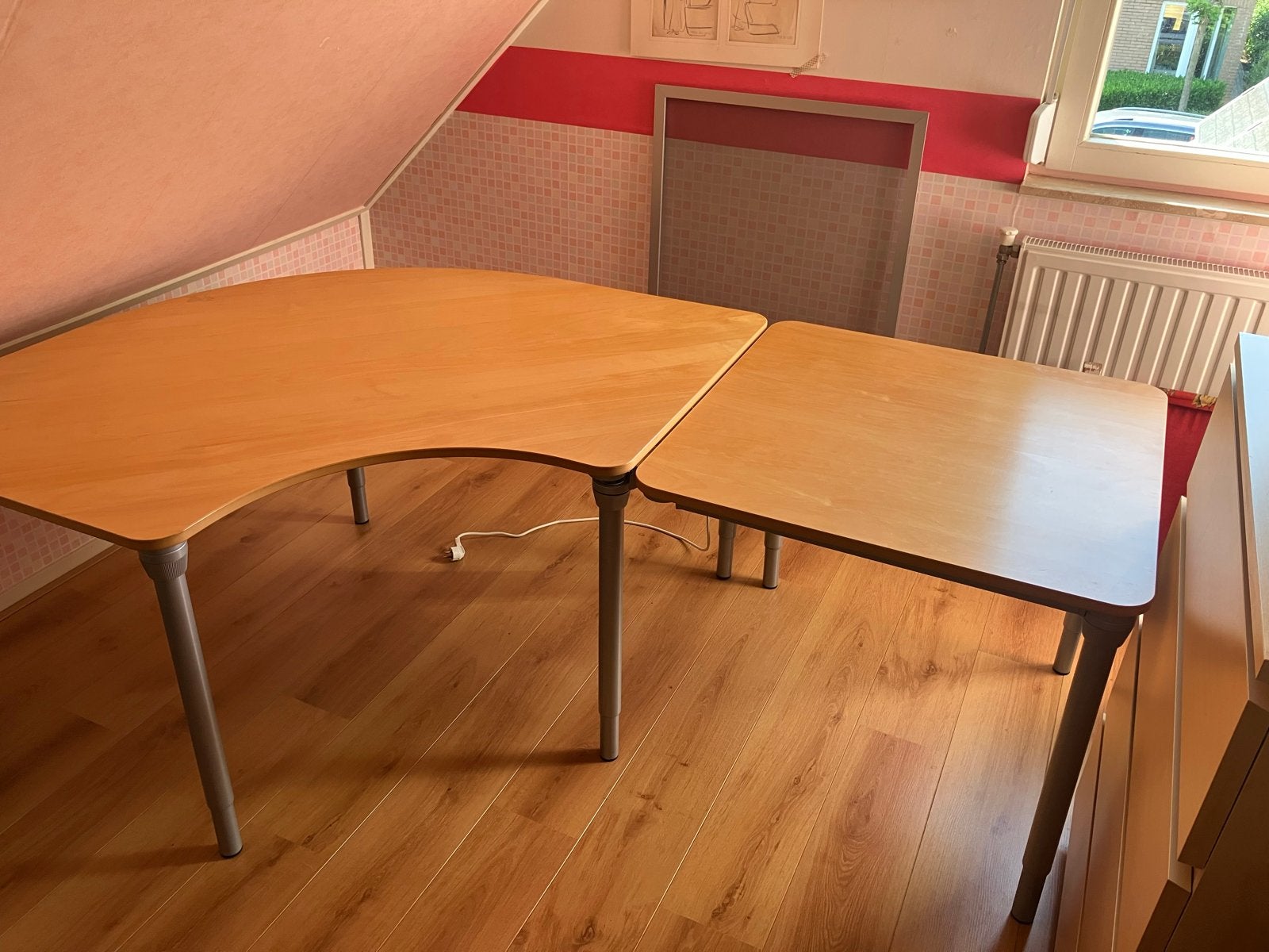 IKEA Prioritet Hoekbureau stevig - Licht hout 125x125 +, Demontabel, Gebruikt, Hout, Hoekbureau