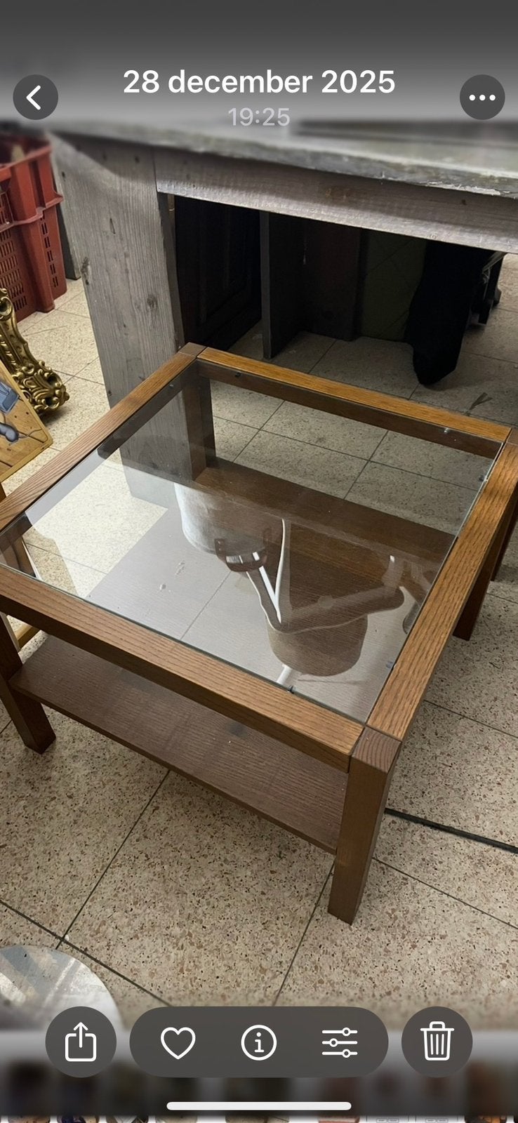 Teakhouten salintafel met glazen blad, Ophalen, 50 tot 100 cm, Teakhout, 50 tot 100 cm