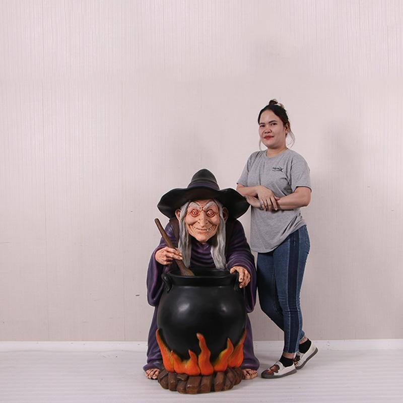 Witch with Cauldron – Heks Hoogte 122 cm, Verzamelen, Beelden en Beeldjes, Ophalen, Nieuw, Overige typen