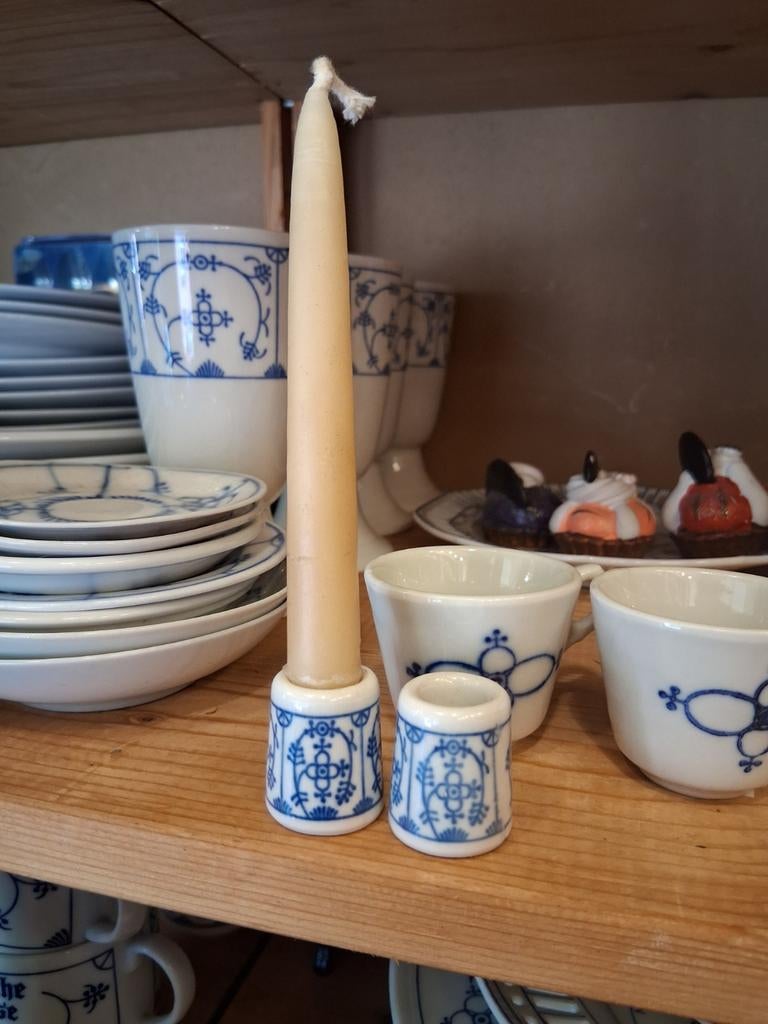 Mini kandelaar saksisch  blauw saksblau, Ophalen of Verzenden