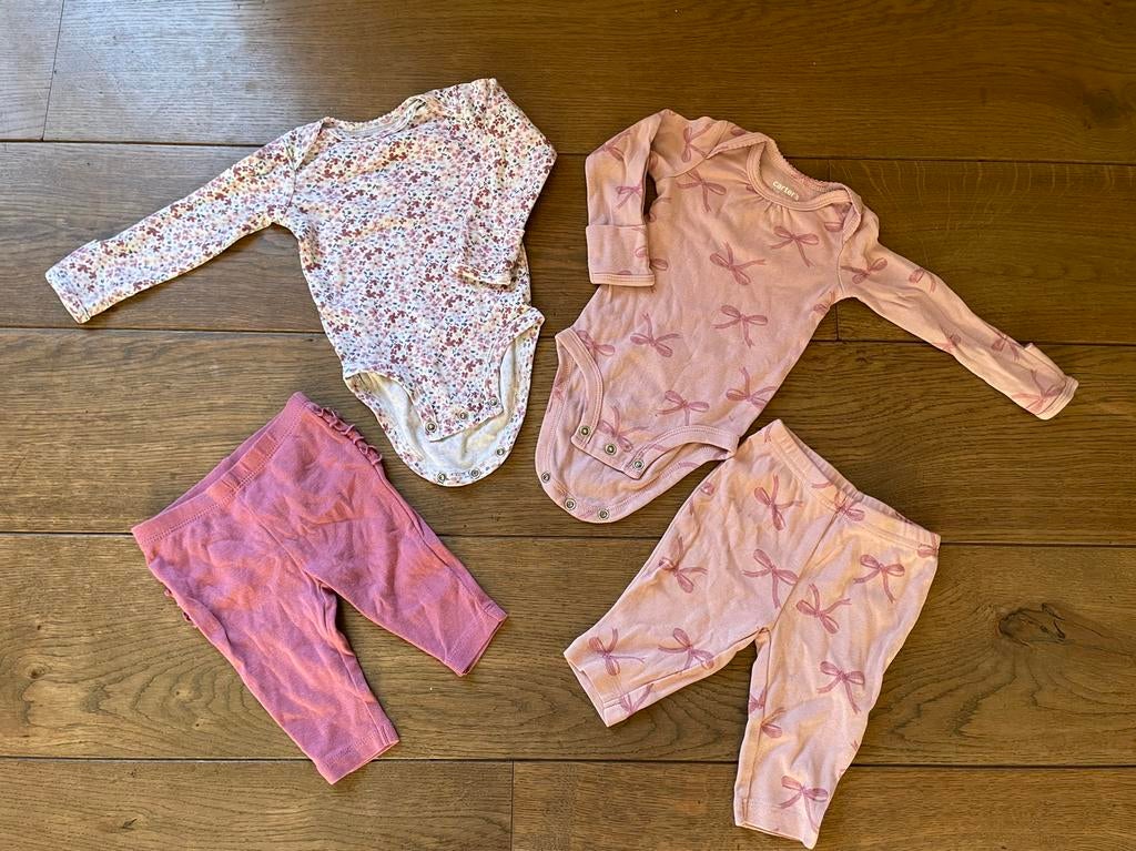 2 setjes romper met broek maat 62, samen voor €5, Ophalen of Verzenden, Zo goed als nieuw, Meisje, Setje