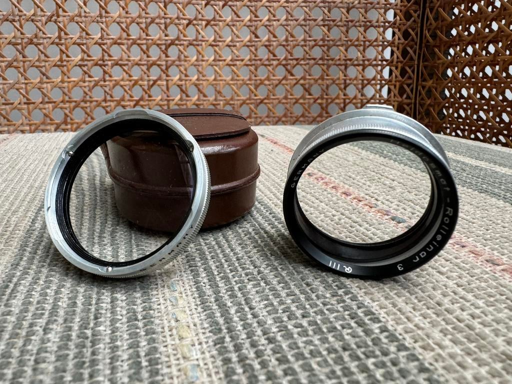 Rolleiflex 2.8F Zonnekap Lens Cap Rolleinar Bay III Strap, Ophalen of Verzenden, Zo goed als nieuw