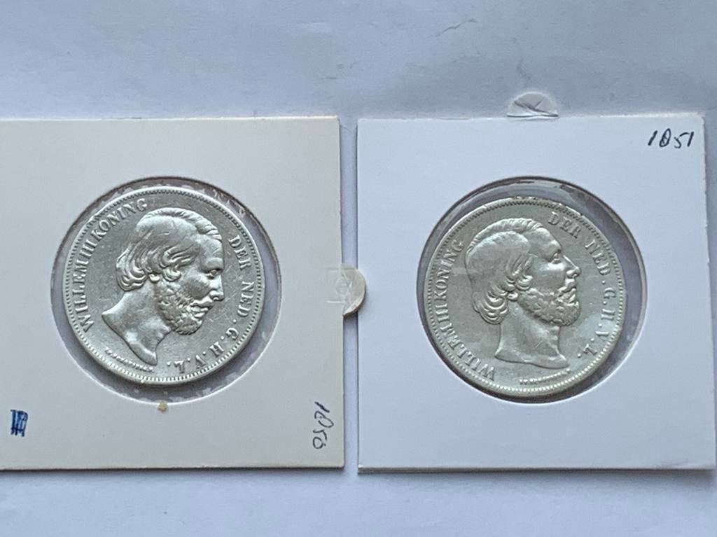 2 prachtige zilveren rijksdaalders W3 uit 1850 en 1851, Postzegels en Munten, Munten | Nederland, Ophalen of Verzenden, Koning Willem III
